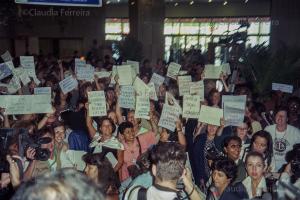 Manifestantes na Quarta Conferência Mundial sobre Mulheres